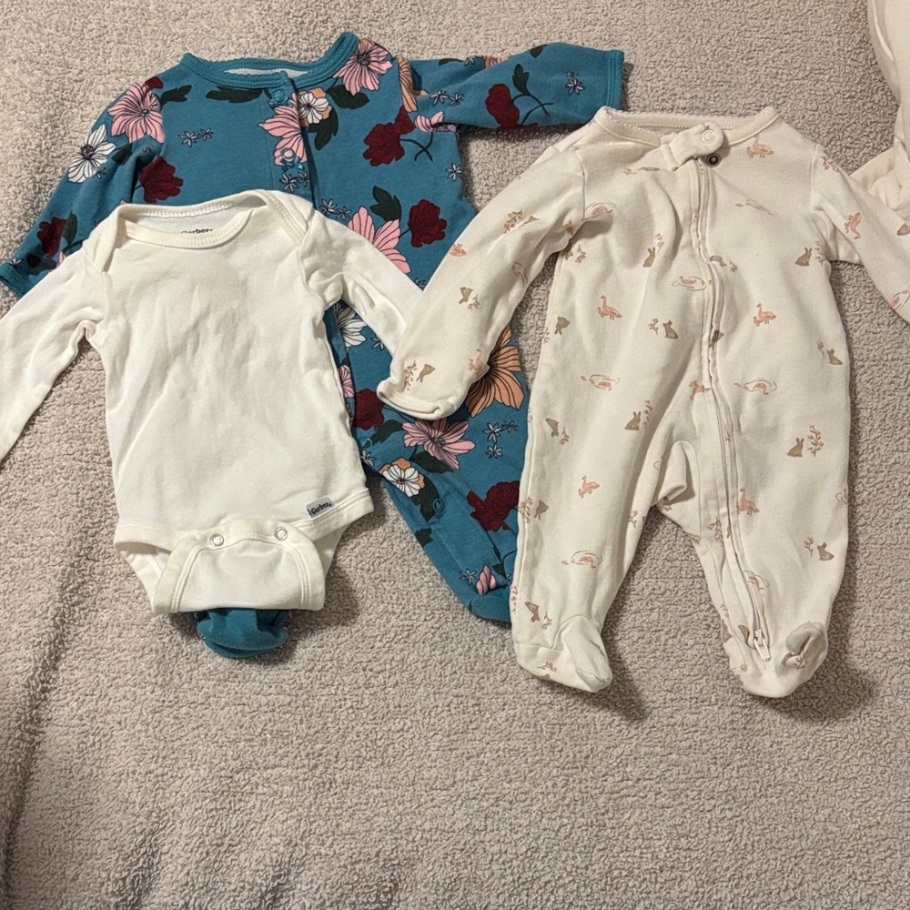 Floral and White Kids One Piece Set